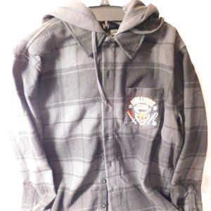 Stranger Things Hellfire Club Hooded Flannel Jacket Men's Large NWT